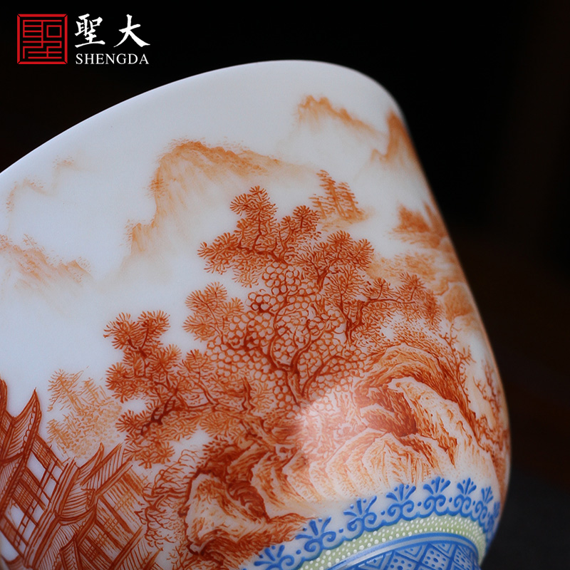 St the ceramic kung fu tea master cup hand - made alum color red pine floor wonderful rhyme master cup of jingdezhen tea service by hand