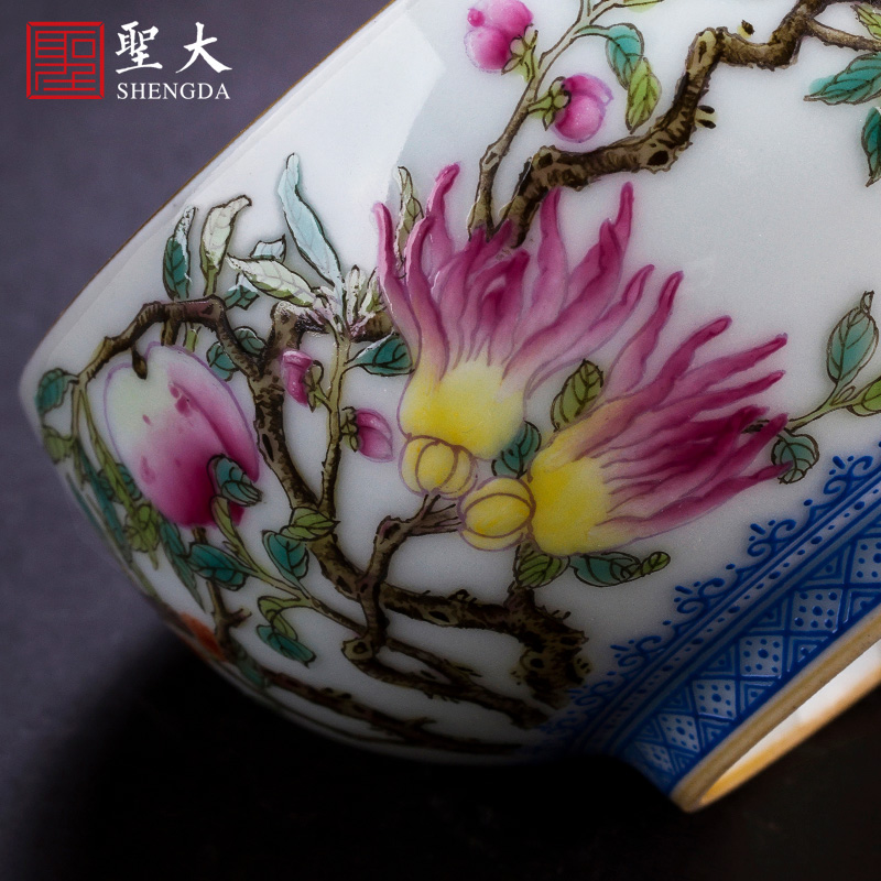 Santa teacups hand - made ceramic kungfu pastel ferro longevity lamp cup sample tea cup pure manual of jingdezhen tea service master