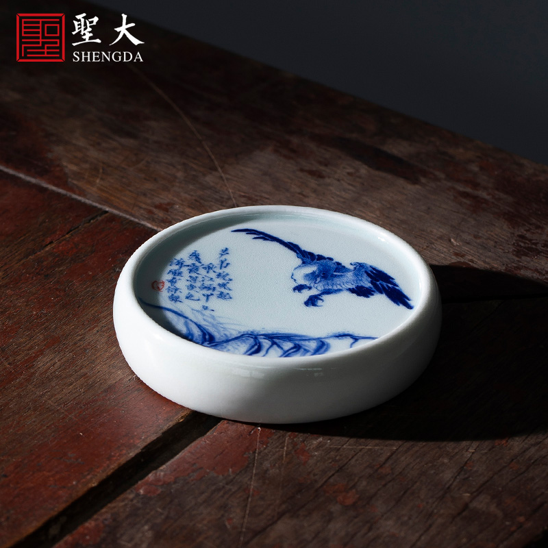 Holy big ceramic cover buy blue and white LuYan hand - made maintain cover all hand jingdezhen kung fu tea accessories cover holder frame