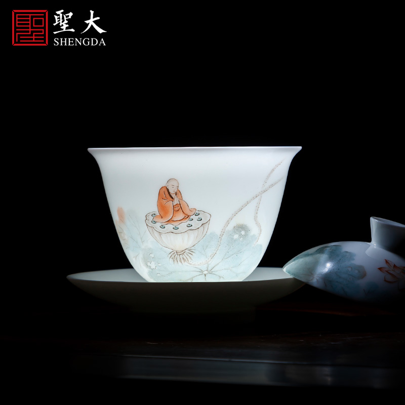 The large ceramic three new color figures make tea tureen teacups hand - made jingdezhen all hand tea tea cups