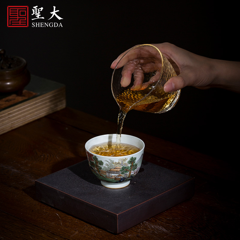 Holy big cup sample tea cup of pure hand - made ceramic kung fu pastel pine lu, xianju masters cup of jingdezhen tea service by hand