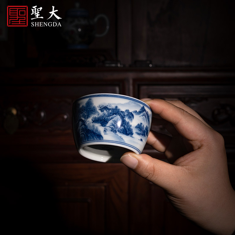 Holy big blue and white "castle peak MuYuan masters cup of jingdezhen ceramic checking tea sample tea cup kung fu tea cups