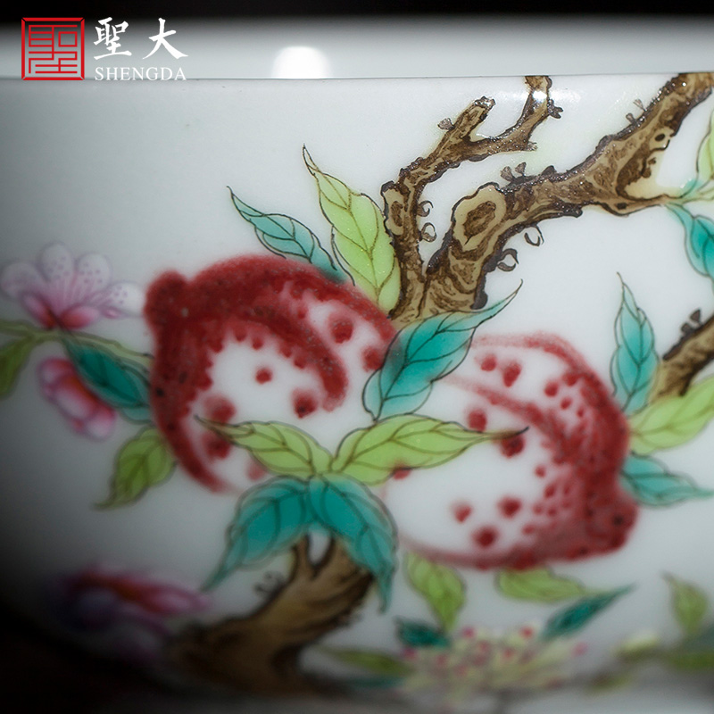 Santa teacups hand - made ceramic kungfu pastel youligong branches of peach master cup all hand of jingdezhen tea service