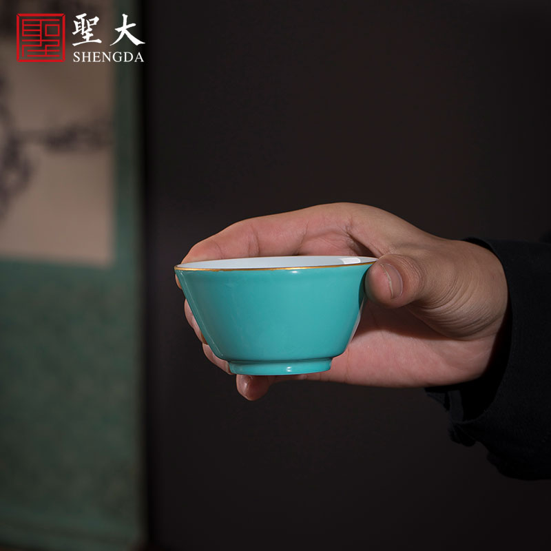 Santa teacups hand - made turquoise glazed ceramic kung fu master cup sample tea cup single cup all hand of jingdezhen tea service