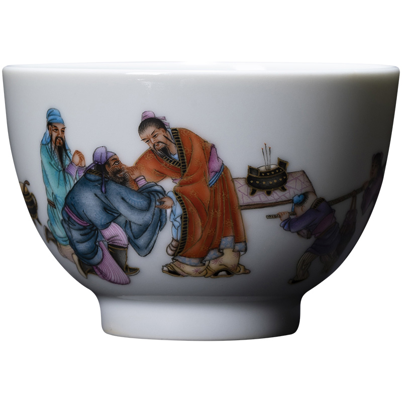 Santa teacups hand - made ceramic kungfu pastel character three sworn cup sample tea cup manual of jingdezhen tea service master