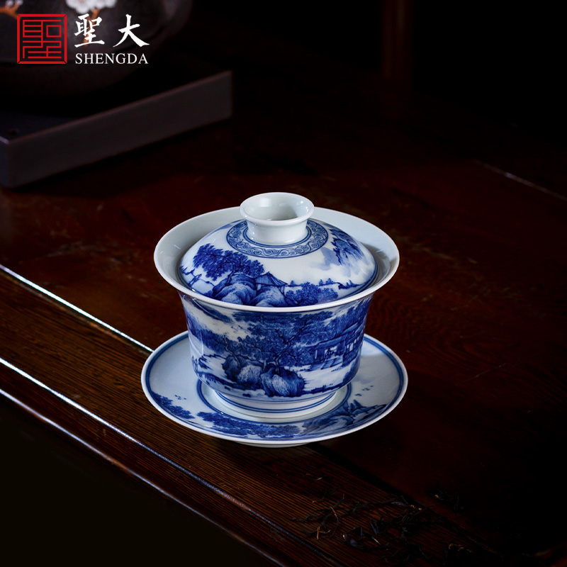 St large ceramic three tureen tea bowl manual hand - made porcelain maolin saixu tureen jingdezhen tea by hand