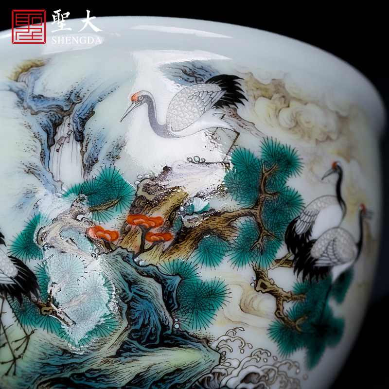 Holy big ceramic kung fu tea master sample tea cup heavy pastel pine creek James t. c. na was published cylinder cup of jingdezhen tea service by hand