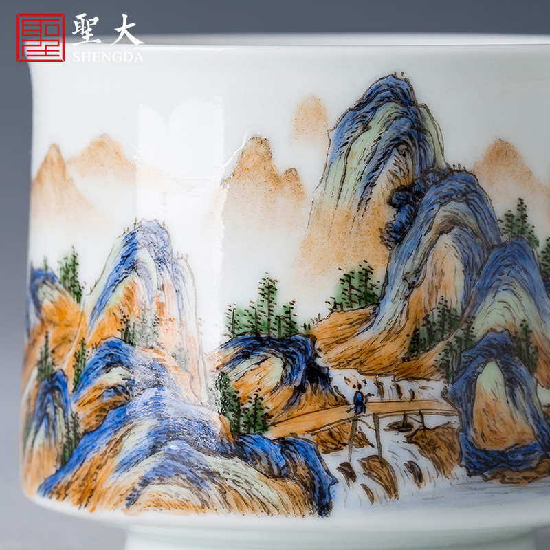 Holy big ceramic kung fu masters cup manual hand - made pastel cups water castle peak cylinder cup of jingdezhen tea service by hand