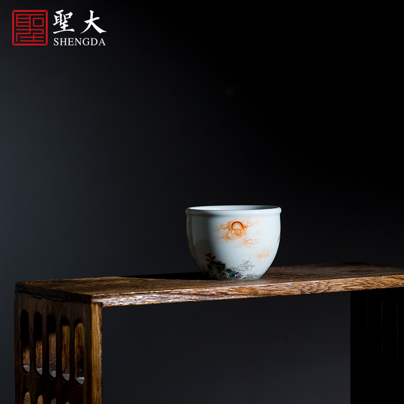 Holy big ceramic kung fu tea master sample tea cup heavy pastel pine creek James t. c. na was published cylinder cup of jingdezhen tea service by hand