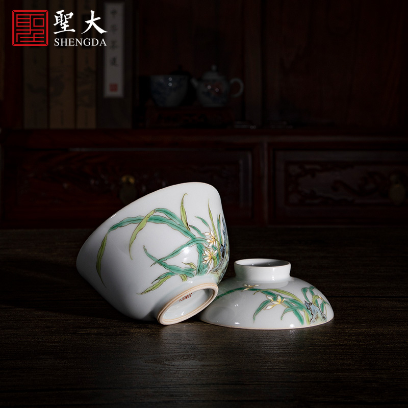 Holy big ceramic famille rose "refers to figure tureen kung fu tea cups suit household jingdezhen tea bowl