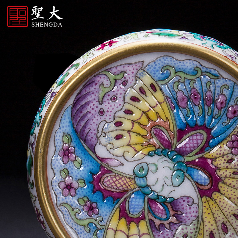 Holy big ceramic cover set all hand colored enamel longnu wear ornaments butterfly tattoo cover jingdezhen kung fu tea accessories