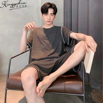 Modal pajamas mens summer thin 2022 new cotton spring short sleeves plus size summer mens home wear