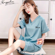 Ice silk pajamas haute fatale women summer thin short-sleeved net red hit 2021 new silk home wear set