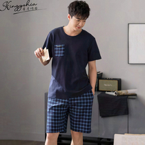 Summer pajamas mens short sleeves 2022 new summer thin cotton fattening plus size middle-aged mens loungewear