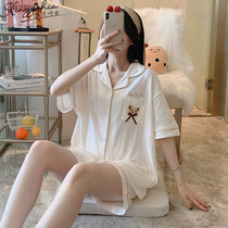 Summer pajamas women thin breathable bear net red hot summer cotton 2021 new cardigan home clothes women
