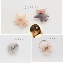 Korean version of the yarn flower star childrens hair ornaments Baby hair clip Girl hair circle Little girl rubber band head rope Hair rope Hairpin Hairpin