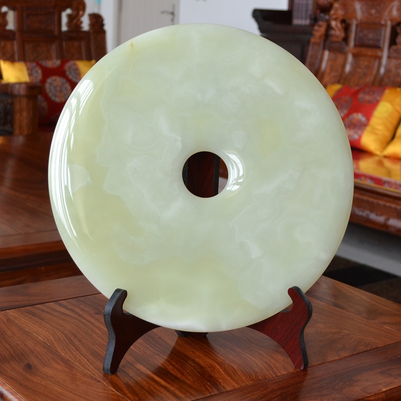 天然玉石平安扣摆件家居客厅装饰工艺摆设物品办公室桌面结婚礼物