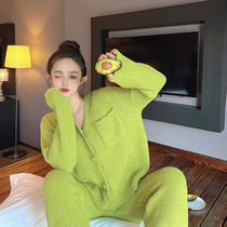 Sexy little fragrance pajamas winter womens coral fleece 2022 new plus velvet soft net red home service spring and autumn models