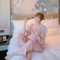 Princess fairy lace pajamas womens autumn and winter golden velvet coral red thick sexy Net Red new home wear suit