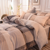 Four-piece Winter coral velvet thickened milk velvet double-sided velvet flannel plus velvet quilt cover sheets bed three-piece bed