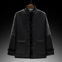 Chinese style disc buckle fragrant cloud yarn Tang dress Male middle aged cotton Cotton Cotton Thickened Winter Plus Cotton Thickened Cotton Padded Jacket China Wind Jacket