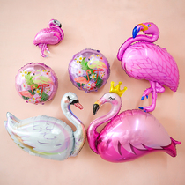 Girls birthday princess 100 days aluminum film helium air balloon layout scene decoration Swan Flamingo