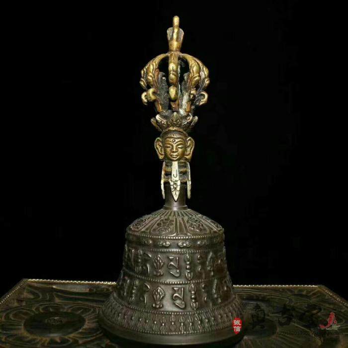 尼泊尔纯手工响铜藏传古董佛教法器 铃铛金刚杵 镇宅辟邪声音清脆