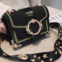 ins net red packets bag women 2020 new Korean version embroidered wide shoulder strap small square bag single shoulder diagonal satchel boomer