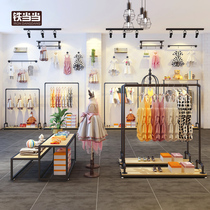 Childrens clothing store hanger retro shelf childrens shoe rack upper wall combination wall hanging decoration display rack display rack floor standing