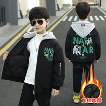 Boys cotton jacket Winter model 2021 new trendy brand children Korean version of cotton coat thin foreign style childrens winter cool