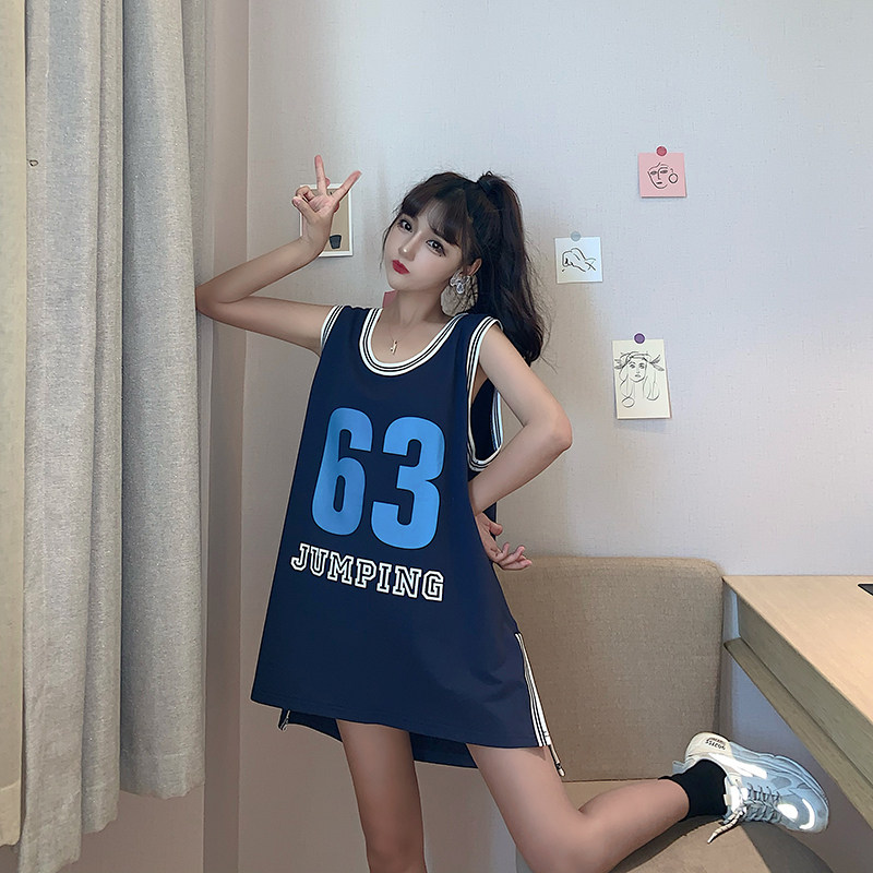 s1917夏季运动背心女外穿中长款无袖上衣宽松百搭篮球服