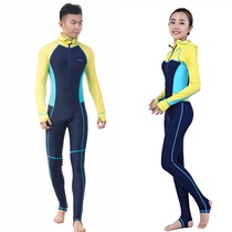 Factory tail goods long-sleeved one-piece wetsuit women with hat sunscreen adult snorkeling surfing jellyfish suit men swimsuit suit