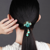 Tassel vintage hair circle Ancient style flower hair rope Ponytail buckle meatball head plate hair headdress head rope Chinese style hair accessories for women