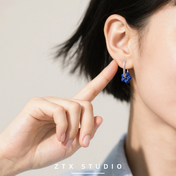 여름 귀걸이에 적합한 여성의 새로운 꽃 귀걸이를위한 ZTX Blue Seaside Eor Clips Painless Earrings 여름 귀걸이에 적합한 여성의 새로운 꽃 귀걸이를위한 ZTX Blue Seaside Eor Clips Painless Earrings