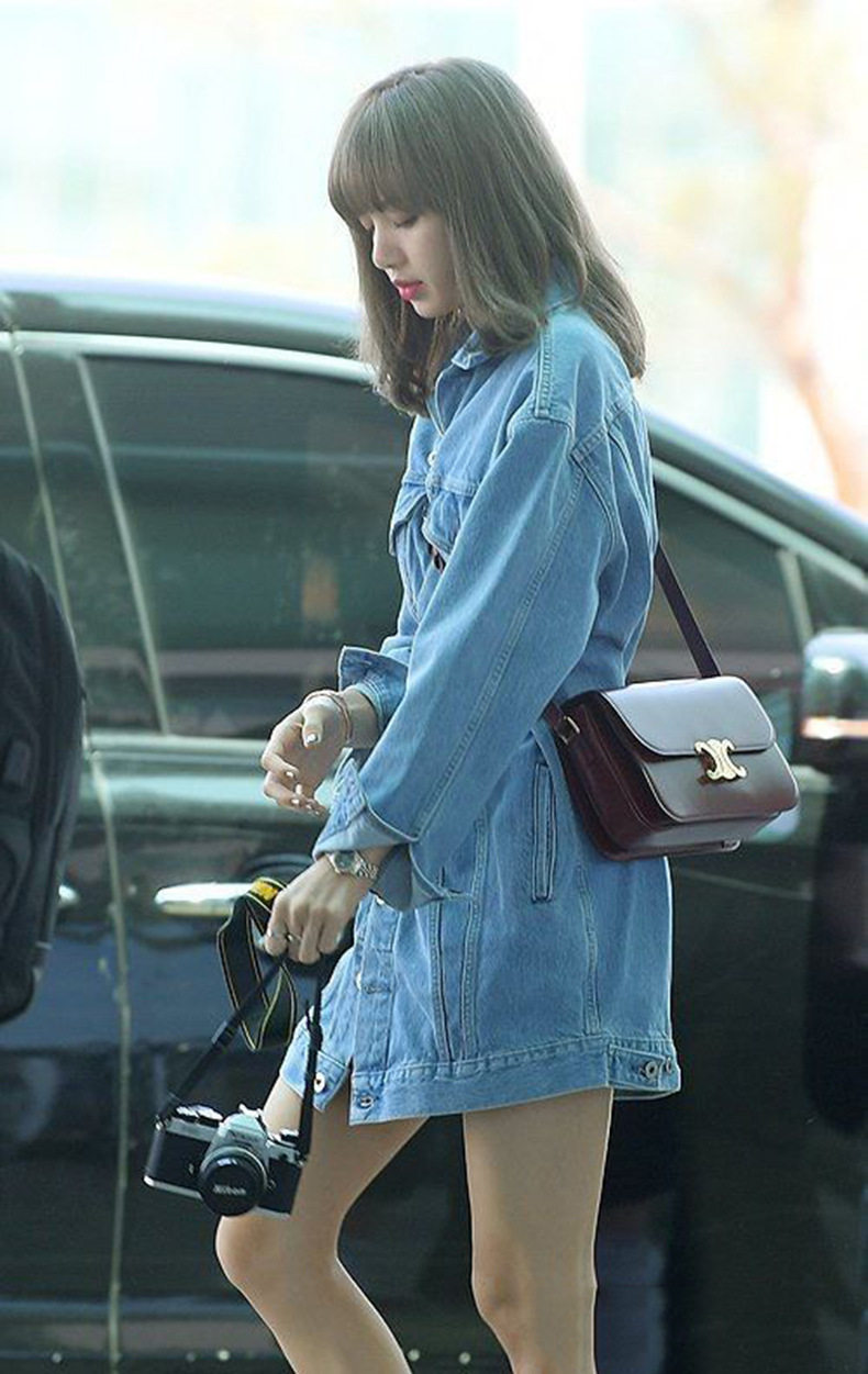 实拍blackpink明星lisa同款牛仔显瘦韩版长袖连衣裙外套牛仔