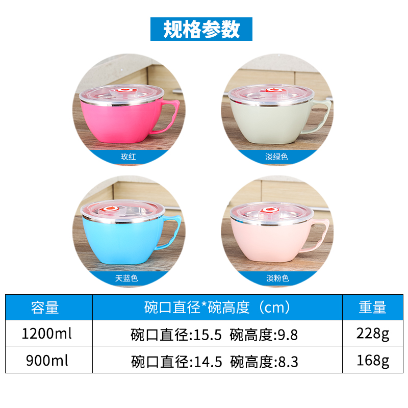 304不锈钢泡面碗带盖 大号学生方便面碗汤碗大碗泡面杯饭盒便当盒产品展示图5