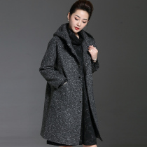 Large size womens cotton coat autumn and winter new micro fat MM fat sister winter wool coat medium and long 200 pounds