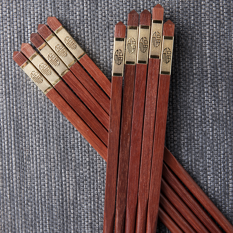 【 10 pairs of pack 】 alloy mahogany chopsticks that occupy the home without lacquer idea for hotel domestic annatto tableware