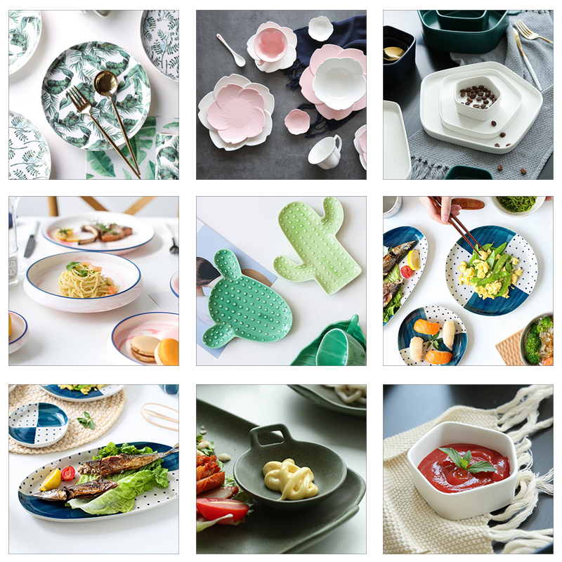 Plate clearance sale processing ceramic dishes home breakfast steak dinner Plate western food dish dish dish flavor dish of the rule