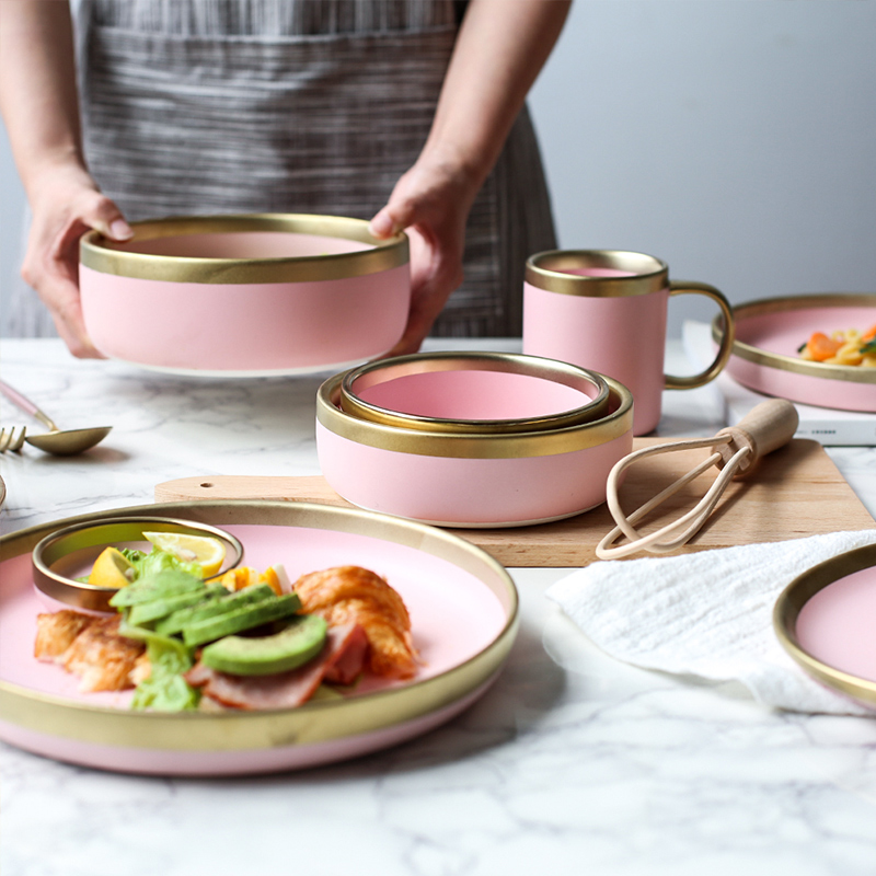 In northern sichuan pink paint and ceramic tableware dishes home plate rice bowls rainbow such as bowl bowl pz - 224