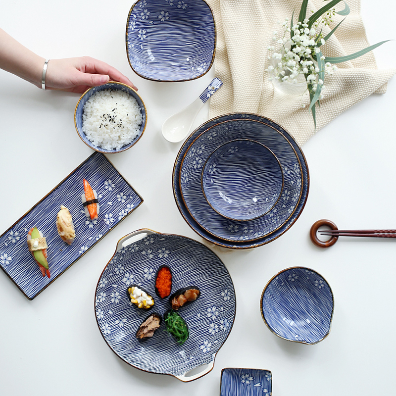 Sichuan in Japanese hand - made ceramic tableware bowl bowl rainbow such as bowl dish dish dish household single sushi is a dish of fish dish