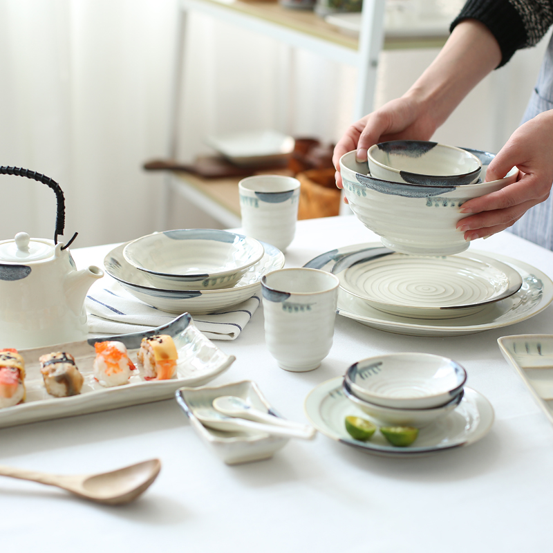 Island house in ink and Japanese hand - made ceramic tableware rice bowls rainbow such as bowl dish plate disc sushi plate PZ - 134