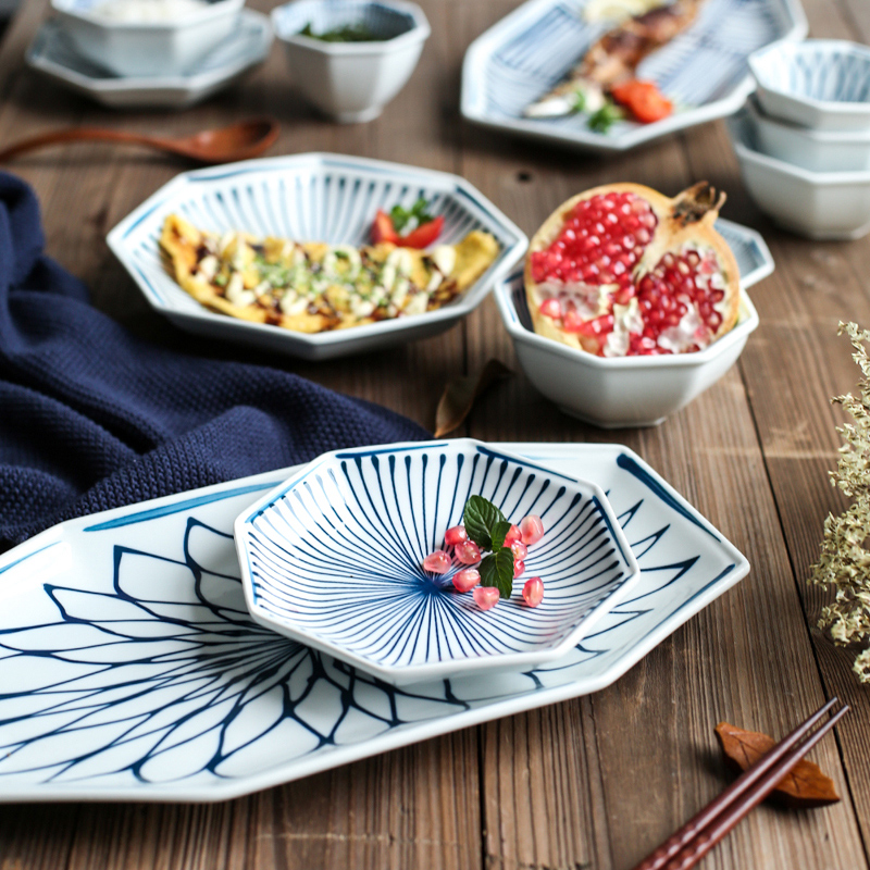 Island house Japanese star line in ceramic tableware plate household food dish flavored rice bowls plate glass PZ - 187
