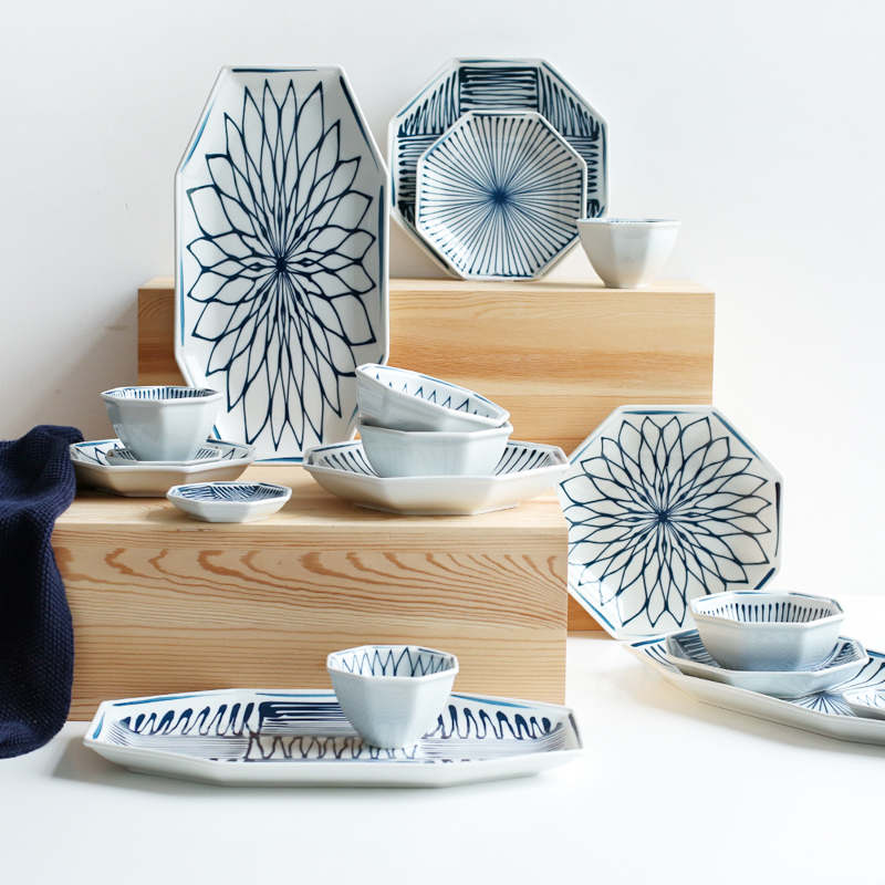 Island house Japanese star line in ceramic tableware plate household food dish flavored rice bowls plate glass PZ - 187