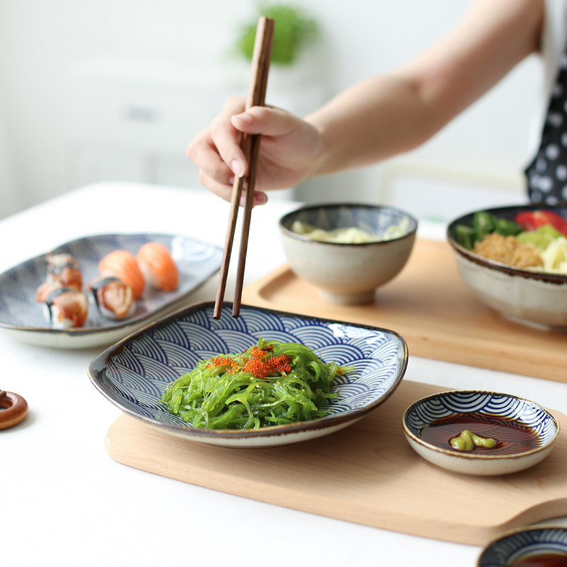 Sichuan in Japanese yamato e waves ceramics are two people eat soup dishes suit plate suit PZ - 151