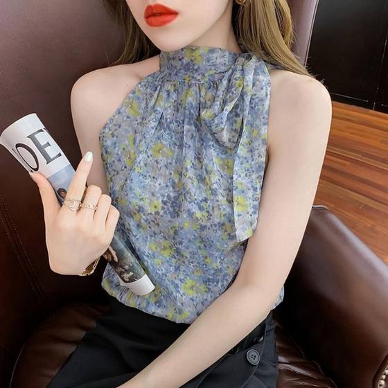 New floral design niche sexy shirt sweet temperament women's off-shoulder sleeveless halter neck jacket top
New floral design niche sexy shirt sweet temperament women's off-shoulder sleeveless halter neck jacket top