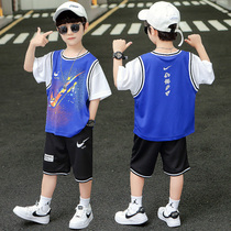 Basketball suit boys summer short sleeve sportswear two-piece set for children's competition training quick-drying clothes primary school students