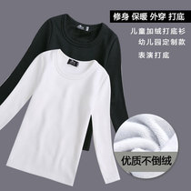 Winter thickened girl gush with undershirt hewn boy long sleeve t-shirt baby warm blouse round collar black white