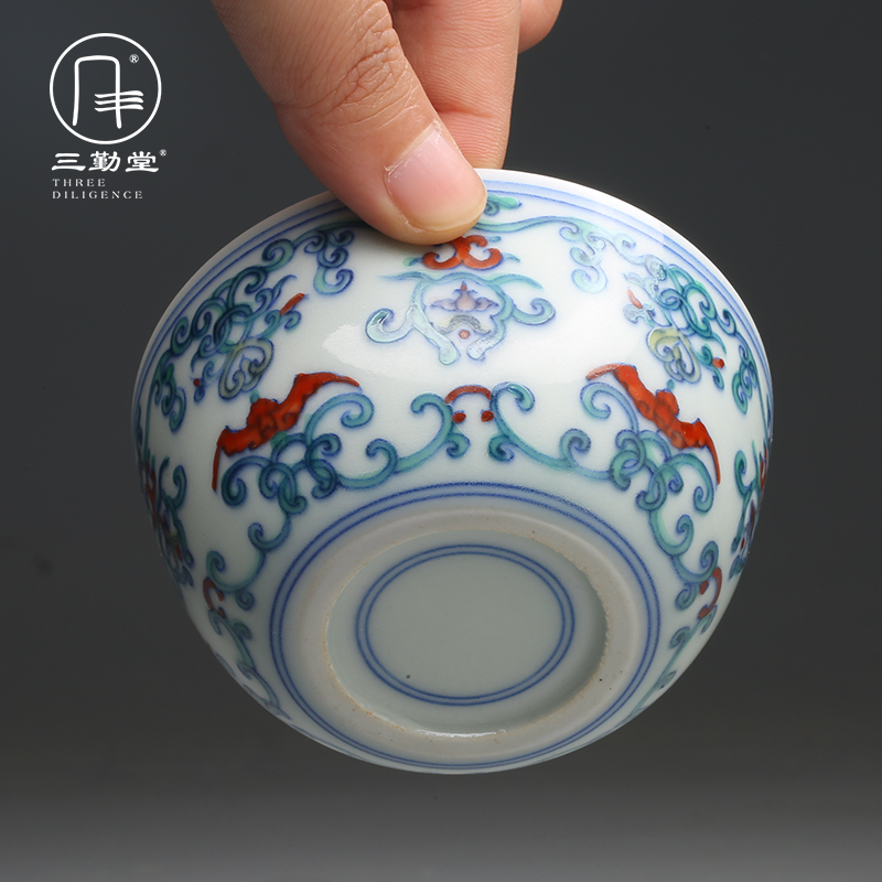 The three regular blue and white porcelain tea five blessings masters cup S43019 jingdezhen ceramic sample tea cup, small cup