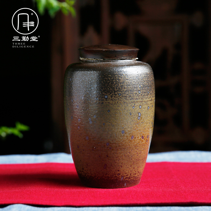 Three frequently hall large tea caddy fixings large storage warehouse of jingdezhen ceramics POTS texture sealed as cans S51044 by hand